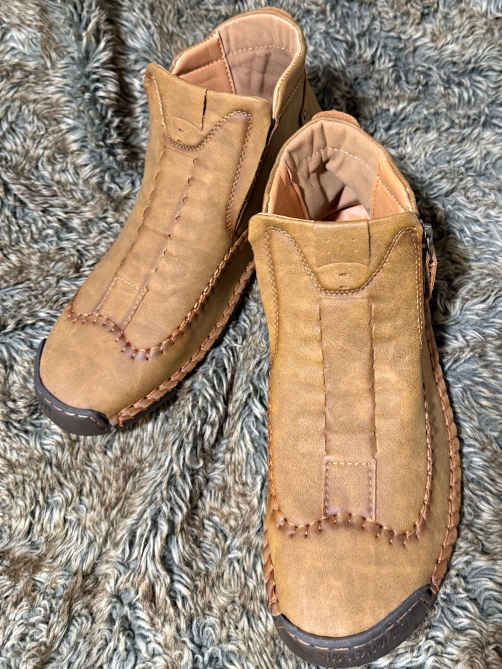 Salkin Brown FAUX leather ankle boots size 9.5